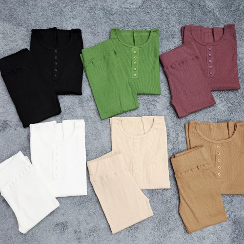 خرید ست تاپ ۵ دکمه و شلوار گرم پنبه فانریپ زنانه